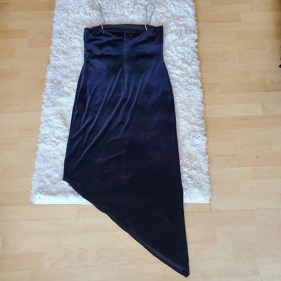 Ariana by Rachel Kaye Y2K Velvet Asimetrical 90s Dress Size 12 Back Vintage Goth - Picture 2 of 8